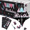 3 Pcs Music Birthday Tablecloth - Tik Tok Party Table Cover, Musical Notes Disposable Plastic Table Cloth for Music Party Supplies, Music Party Favors and Birthday Party Decorations, 86 x 51 Inches
