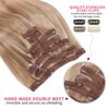 Clip in Hair Extensions Real Human Hair Beach Blonde Long Stright Layered Hair Extensions 18 inch 7PCS Hair Extension Thick Set Natural Soft Clip in Hair Extensions Human Hair for Women