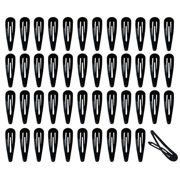 46 Pack Black 2 Inch Barrettes Women Metal Snap Hair Clips Accessories Non-Slip Hair Clips