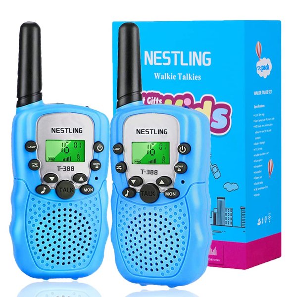 Walkie Talkies for Kids 22 Channels 2 Way Radio Toy with Backlit LCD Flashlight, 3 KMs Range for 3-12 Year Old Boys Girls Outside, Camping, Hiking (2 Pack, Blue)