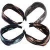 LONEEDY 4 Pack Wide Hard Headband with Teeth for Women, Girls’s Hair Band Pleated Cloth Fabric Hair Hoop Accessories (Sequins)
