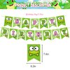 The Frog of Keroppi Birthday Party Decorations, Cartoon Big-Eyed Frog Theme Birthday Supplies set with Happy Birthday Banner,Cake Toppers,Balloons for Cartoon Party Supplies Decor