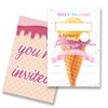 EUDOSI Ice Cream Birthday Party Invitations Supplies Fill-In Set of 20 with Envelopes Here's the Scoop Cone Birthday Bash Invites Cards, Double Sided