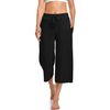 UEU Womens Plus Size Capris Casual Loose Yoga Pants Wide Leg Pull On Lounge Pajama Capri Sweatpants with Pochets(Black,3XL)
