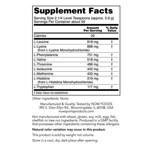 NOW Foods Sports Nutrition, Amino-9 Essentials™ Powder, Enhanced Protein Synthesis, Amino Acids, 330-Grams