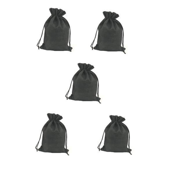 MELUOGE Burlap Cloth Jewelry Crosses Treasure Pouches 6"x8" Drawstring Pouches Gift Bag (10, Black)