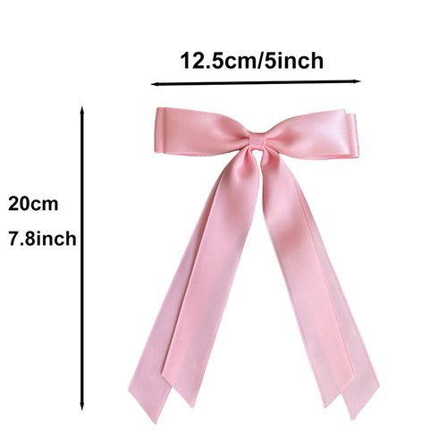Silky Satin Ribbon Bow Hair Clips for Women Bowknot Hair Ponytail Holder Accessories for Women Girls Toddlers Teens Kids Party Wedding Prom Daily Outfits (Red*2)