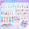 Capoda 158 Pieces Mermaid Party Favors Set for Girls Mermaid Birthday Supplies Necklaces Pendants Keychains Stampers Wristband Hair Rings Hairpins Stickers Colorful Rings Organza Gifts Bags