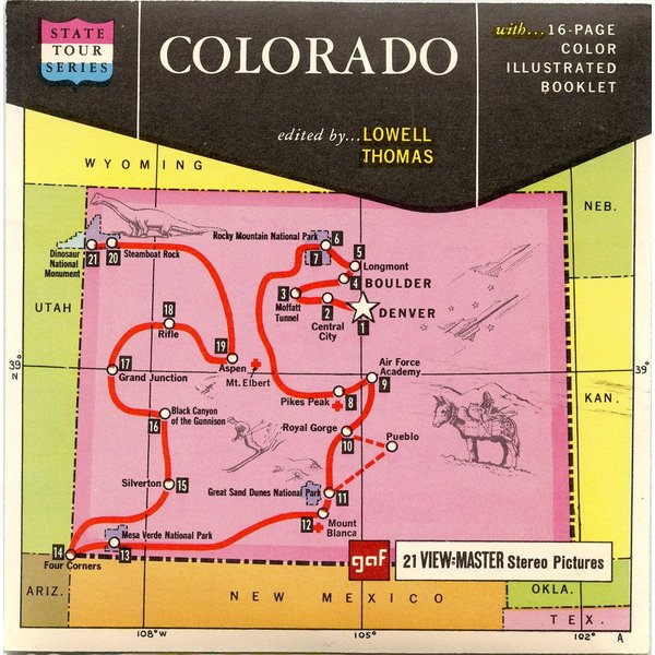 Colorado - Map - Classic ViewMaster - 3 Reel Packet