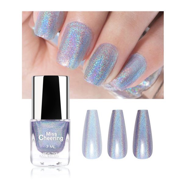 Ownest Holographic Nail Polish, Gorgeous Glossy Holographic Halo Glitter Polish Nail Art Nail Pigment Diamond Laser Nail Polish-LS01