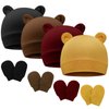 BQUBO Newborn Baby Hats Bear Ears and Mittens Sets Preemie Cotton Caps Baby Boy Girl Infant Hospital Beanie for 0-3 Months