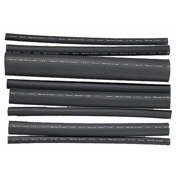 Ancor 301506 Marine Grade Electrical Adhesive Lined Heat Shrink Tubing Kit (3/16 to 3/4-Inch Diameter, 6-Inches Long, Black, 8-Pack)