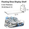 Youeon 6 Pack Floating Shoe Display Shelf, 8 x 3 Inch Acrylic Shoe Shelf for Wall, Floating Sneaker Shelves, Floating Shoe Shelves for Bedroom, Gaming Room, Sneaker Collection, Easy to Install