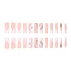 DANMANR Fake Nails Butterflies Long Press on Coffin Nails Crystal Full Cover Acrylic French Shiny Fake Nails for Women and Girls 24PCS