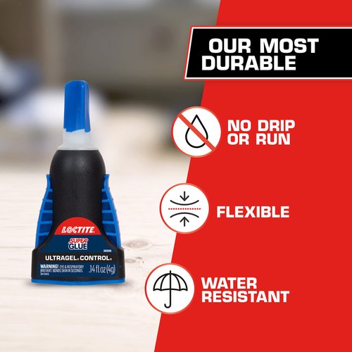 Loctite Super Glue Ultra Gel Control, Clear Superglue for Plastic, Wood, Metal, Crafts, & Repair, Cyanoacrylate Adhesive Instant Glue, Quick Dry - 0.14 fl oz Bottle, (Pack of 2)
