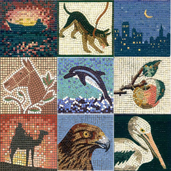 Easy Mosaic Set for All Ages, Build a Real Mosaic, DIY Square 5.9inch (15cm) Eagle