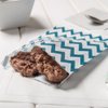7 x 5 Inch Cookie Bags, 100 Biodegradable Paper Treat Bags - Use As Party Favors Or Candy Bags, Food Safe, Navy Blue With Zig Zags Paper Food Bags For Baked Goods, For Buffets Or Parties