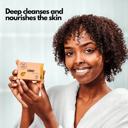 SoapFactory Organic Carrot Soap Bar for Men and Women, 100% Natural Facial Cleanser, Face and Body, Vegan, Cruelty Free, Handmade, 3.88 ounce (Pack of 3)