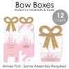 Big Dot of Happiness Little Princess Crown - Square Favor Gift Boxes - Pink and Gold Princess Baby Shower or Birthday Party Bow Boxes - Set of 12