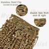 Hyssiet 16 Inch Curly Human Hair Clip in Extensions 7pcs with 16 Clips Healthy Wavy Clip Hair Extensions Real Human Hair 120g Light Brown Highlighted Bleach Blonde Soft Thick Curly Hair Extensions