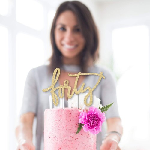 Merry Expressions 40th Birthday Cake Topper, FORTY, 40 Cake Topper, Happy 40th Birthday Decorations