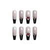 MISUD Press on Nails Long Coffin Fake Nails with Punk Designs Black French Tip Acrylic Nails Ballerina Goth Artificial Nails Glossy Glue on Nails Cross Rhinestone Stick on False Nails 24 pcs