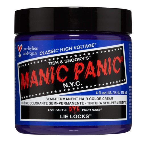 MANIC PANIC Lie Locks Hair Dye – Classic High Voltage - Semi Permanent Hair Color - Cool Medium Indigo Blue Shade - Vegan, PPD & Ammonia-Free - For Coloring Hair on Men & Women