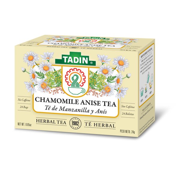 Tadin Chamomile Tea with Anise, Herbal Tea, Tea Bags Individually Wrapped, Caffeine Free Tea, 24 Tea Bags Per Box, Pack of 6