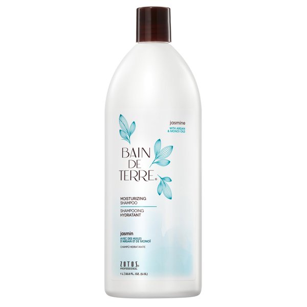 Bain de Terre Jasmine Moisturizing Shampoo, Luxurious Hydration for Dry Hair with Argan & Monoi Oils, Paraben-Free, Color-Safe, Vegan, 33.8 Fl Oz