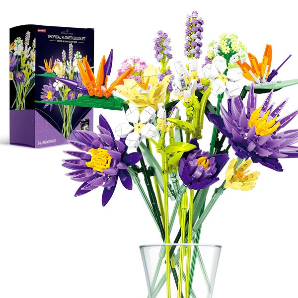 Bouquet Building Set -13 Pieces of Never-Fading Flower Building Kit for DIY Home Decor, Romantic Anniversary, Thanksgiving Table Decor, Valentine's Day, Birthday Gifts for Kids,Teens and Adults,8+