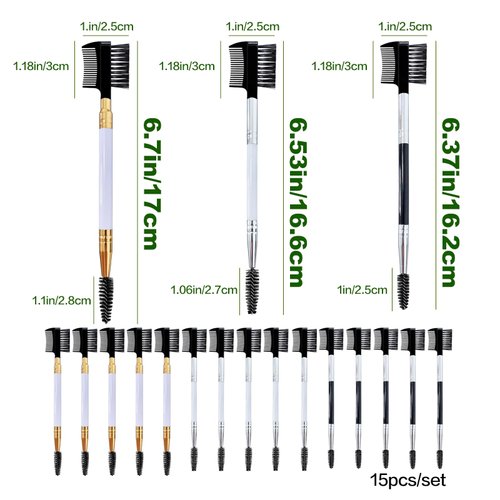 Hair Brush Set, Nylon Teasing Hair Brushes, Double Sided Hair Edge Brush Smooth Comb Grooming, Rat Tail Combs with Duckbill Clips for Women Girls (15 Pcs)