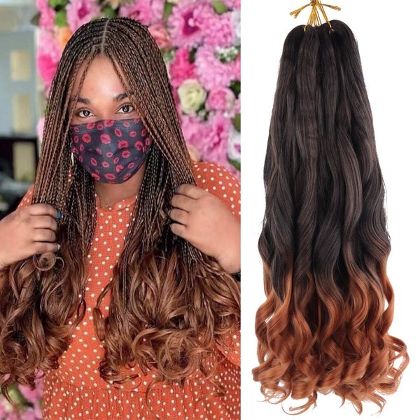 Spanish Curly Braids Hair 7 Pack Loose Wavy Spiral Curl Braids French Curl Crochet Braid Deep Wave Synthetic Hair Extensions Pre Stretched Bouncy Braiding Hair 22 inch 75g/pack (22 inch （7 pack）,