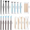 RUBFAC Polymer Clay Tools, Clay Tools Kit, 24pcs Clay Sculpting Tools Set with Stylus and Rock Painting Kit - Air Dry Clay Modeling Tools for Pottery and Sculpture