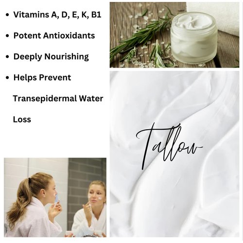 Whipped Tallow Face & Body Cream- Vitamin A, D, E, K & B1- Organic Grassfed Tallow & Olive Oil-Anti-Wrinkle Cream-Intense Hydration (Frankincense)