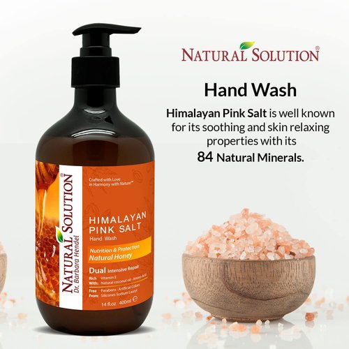 Natural Solution Himalayan Pink Salt Liquid Hand Soap,Nutrition & Protection,Natural Honey - 14 oz (8647A)