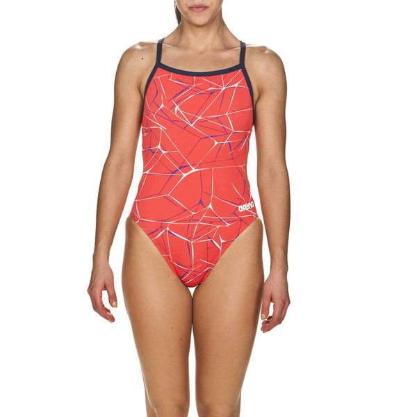 ARENA Women's Standard Water Challenge Back One Piece Swimsuit, Fluorescent Red, 22