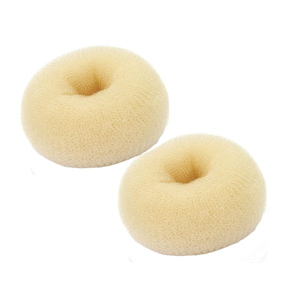 Extra Hair Donut Bun Maker Blonde for Kid, Ring Style Bun, 2PCS Chignon Hair Small Doughnut Shaper for Short and Thin Hair (Small, 2.5 Inch/Beige)