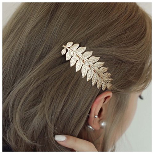 Iaceble Vintage Leaves Hair Clips Gold Leaf Hairpin Bohemia Leave Hair Barrette Greek Goddess Hair Clip Barrette Metal Leaf Headclip Decorative Hair Accessories for Women and Girl Headdress