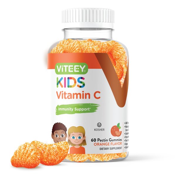 Kids Vitamin C Gummies - Immune Support for Kids, Toddlers, & Teens - Vegan, Gelatin Free, Gluten Free, GMO Free - Tasty Chewable Orange Flavored Kids Immunity Gummy