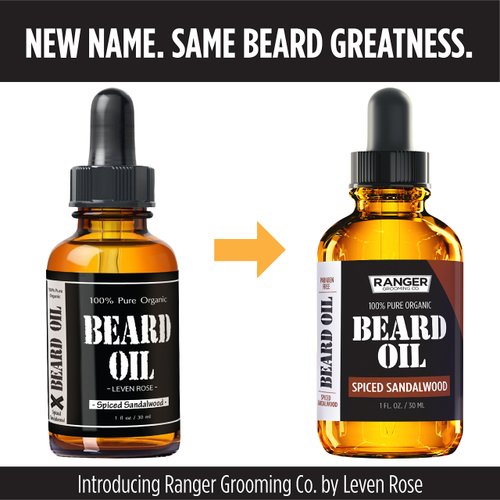 Spiced Sandalwood Beard Oil & Leave In Conditioner by Ranger Grooming Co by Leven Rose, 100% Pure Natural Organic for Groomed Beards, Mustaches, and Moisturized Skin 1 oz