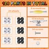 Jexine 6 Sets DIY Fingerboard Kit Fingerboard Accessories Mini Finger Skateboard Parts Include 12 Brackets 54 Screws 30 Nuts 6 Screwdriver 24 Fingerboard Wheels Tool for 96mm (Black, White)