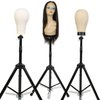 STUDIO LIMITED Tripod Mannequin Head Wig Stand with Canvas Block Head DIY Wig Making Set (23" Set)