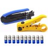 Gaobige Coaxial Compression Tool Coax Cable Crimper Kit Adjustable rg6 rg59 rg11 75-5 75-7 Coaxial Cable Stripper with 10pcs RG6 F Compression Connectors - Blue