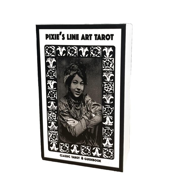 Vieux Monde Express Pixie's Line Art Tarot Deck & 100 Page Guide | Linen Finish | Full Size Tarot Deck | for Beginners and Collectors | Made in USA