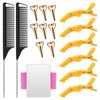 Coldairsoap 17 Pieces Hair Parting Tools Set, Included 8P Hair Parting Ring 2P Metal Rat Tail Comb 6P Hair Sectioning Clip with 1P Magnetic Wrist Sewing Pin Holder for Braiding (Colorful)