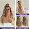 Ombre Balayage Blonde Wig Human Hair Lace Front Wigs 13x4 HD Glueless Wigs Human Hair Pre Plucked Lace Front Wigs Human Hair 180% Density Brown to Blonde Highlights Human Hair Lace Front Wig 28 Inch