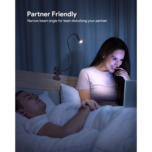 JHD Led Desk Lamp with Clamp - 10 Brightness Levels, 12" Flexible Gooseneck,Eye Protection USB Lamp - Suitable for Home Office, Reading, Bed Light,Quality Black Metal Clamp Light,Headboard Lamp