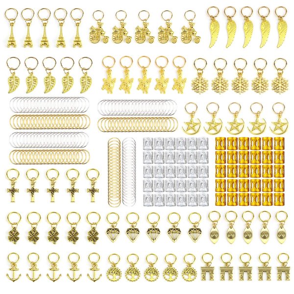 ztweden 210PCS Aluminum Hair Coil Dreadlocks Beads Hair Cuffs Hair Braids Clips Hair Decoration Braid Jewelry for Braids Accessories