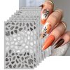 8 Sheet Black Flowers Nail Art Stickers 3D Self- Adhesive Black White Retro Leaf Butterflies Pattern Nail Art Design Classic Fashion Simple Nail Supplies for Women Girls Nails Art DIY Decoration