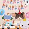 JOPARY Cat Themed Birthday Party Decorations Supplies for Kids Girl, Including Happy Birthday Banners Cat Aluminum Film Balloons Cupcakes Topper Cat Balloons for Pet Cat Parties and Kids' Birthdays